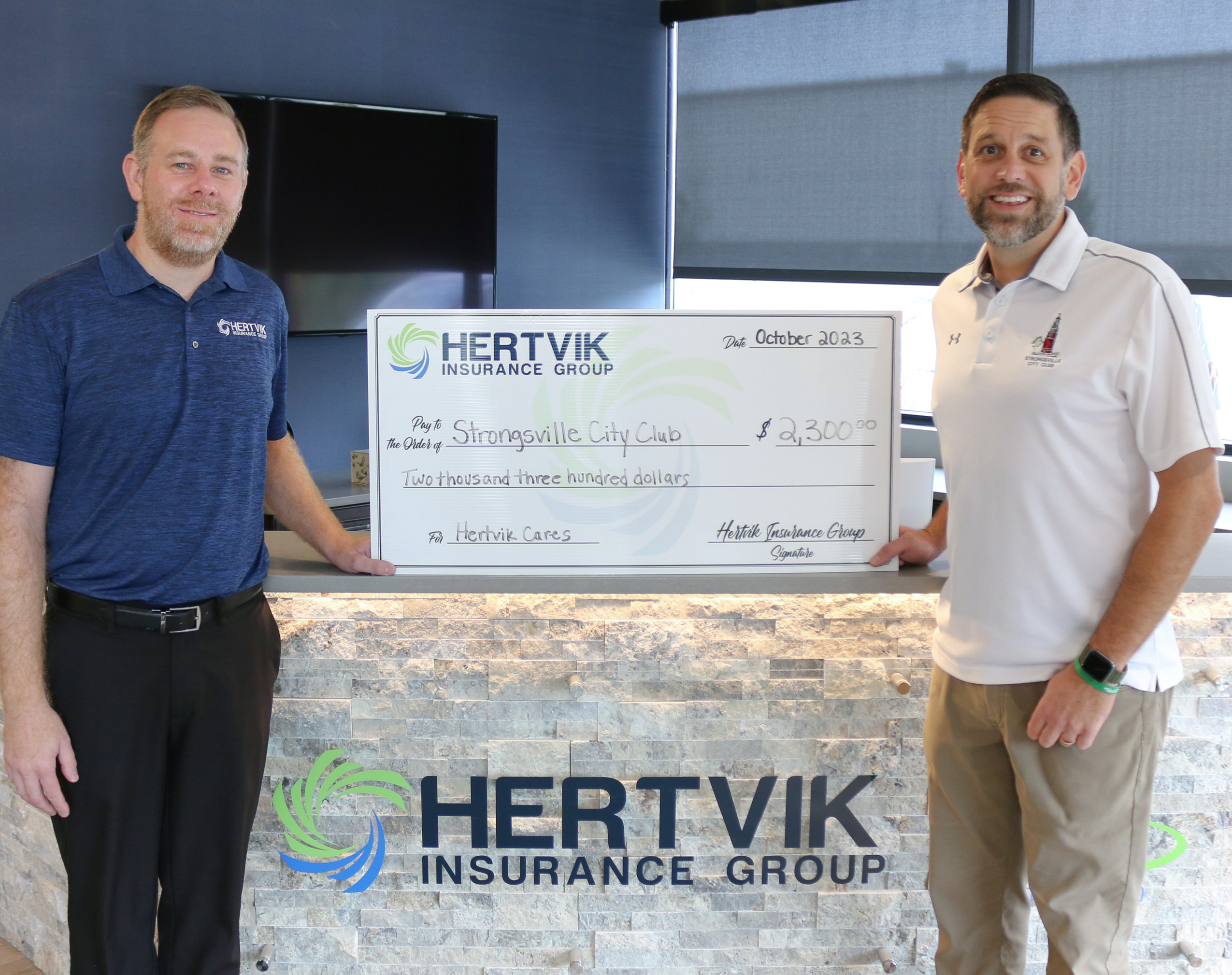 Hertvik Cares Strongsville City Club Donation