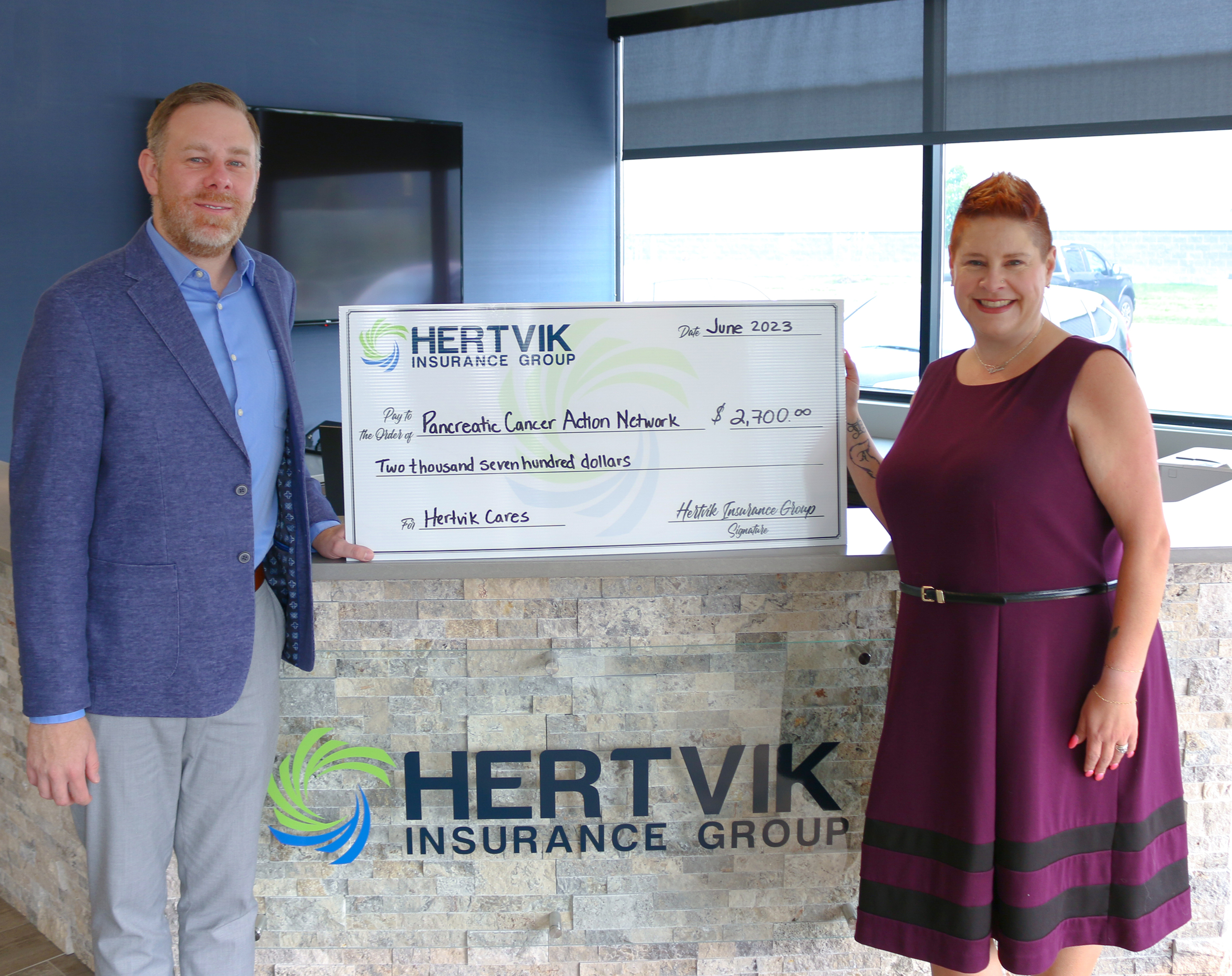 Hertvik Cares Pancreatic Cancer Action Network (PANCAN) Donation