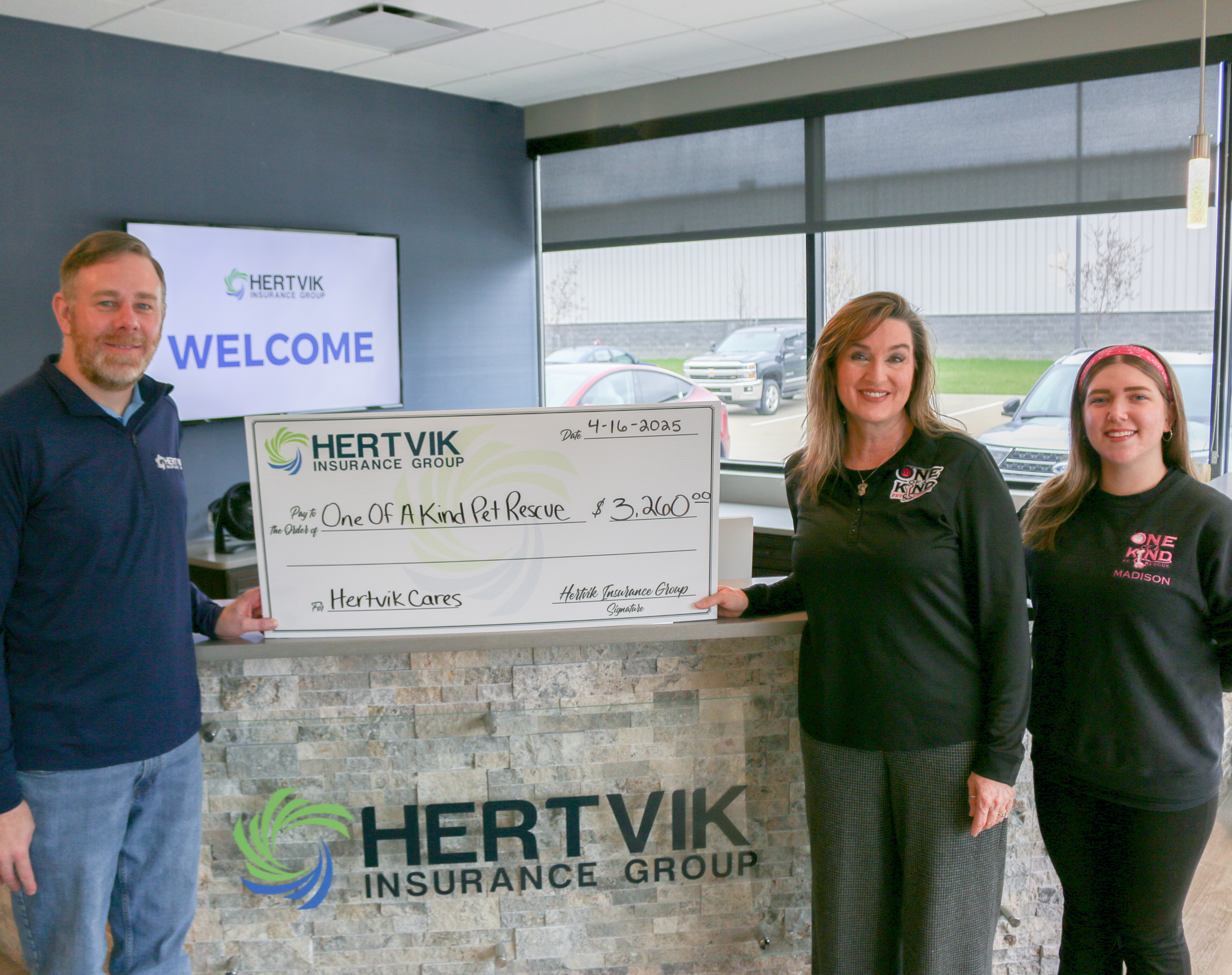 Hertvik Insurance Group Lends a Hand to One of a Kind Pet Rescue with a $3,260 Donation Hertvik Cares